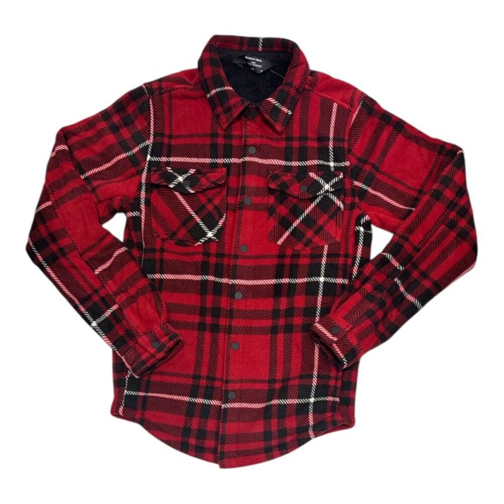 Member's Mark Men's Fleece Shacket, Sherpa Lined with Side Pockets - Red